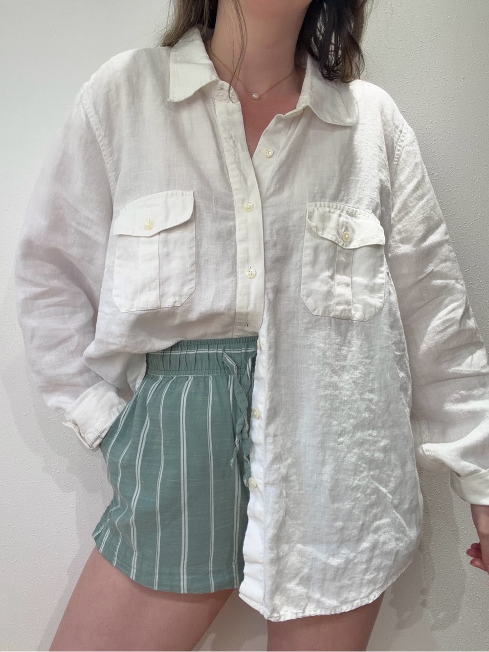 Vintage White Linen Blouse